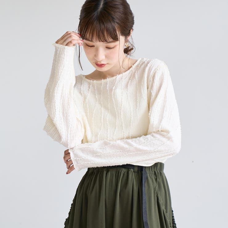 【再入荷・新色登場】ウェーブデザイン カットジャガード クルーネックTシャツ | coen【women】 | 詳細画像4 