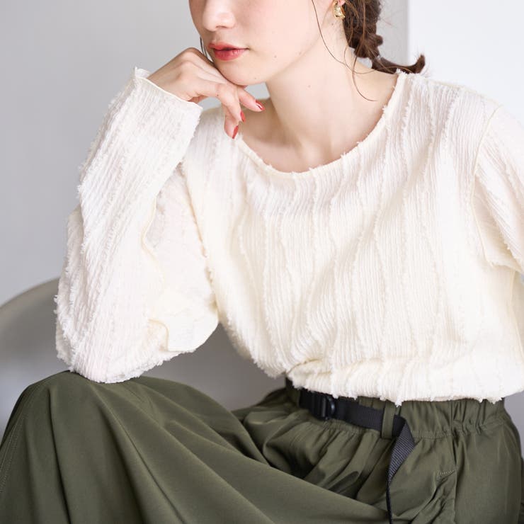 【再入荷・新色登場】ウェーブデザイン カットジャガード クルーネックTシャツ | coen【women】 | 詳細画像5 