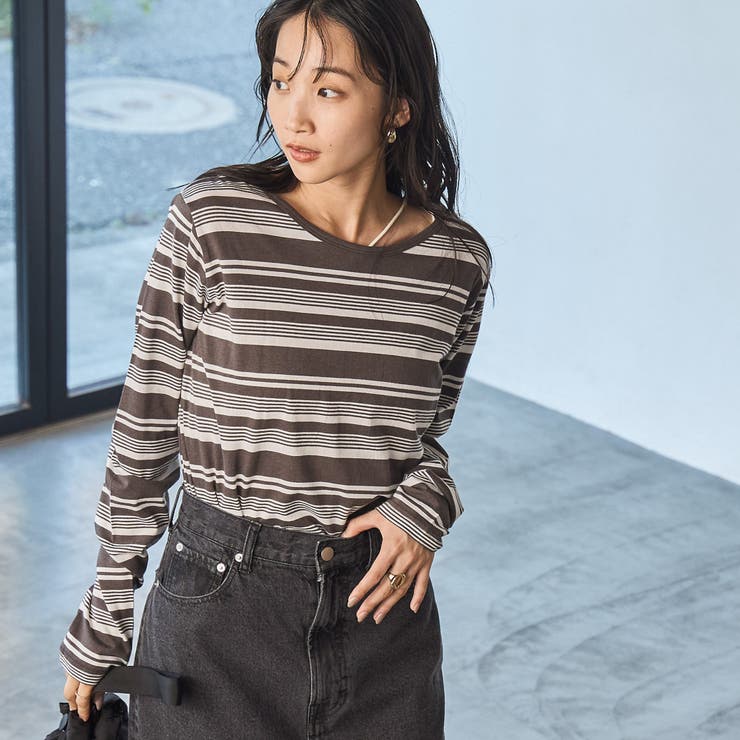 レトロマルチボーダーロングスリーブTシャツ | coen【women】 | 詳細画像11 