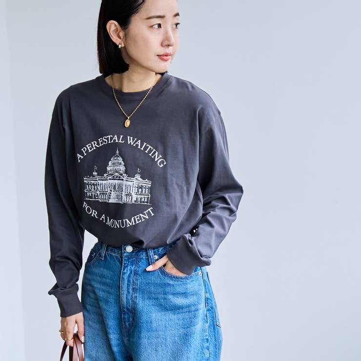 CAPRICIEUX LEMAGE ブラウン シースルー 長袖Tシャツ ロゴ CAPRICIEUX