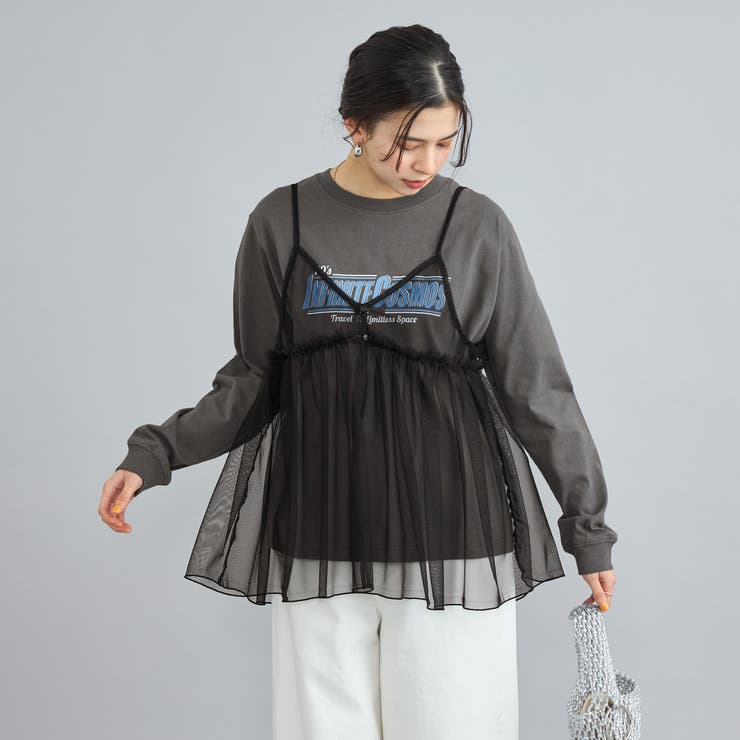 チュールキャミ付きロックTシャツ | coen【women】 | 詳細画像2 