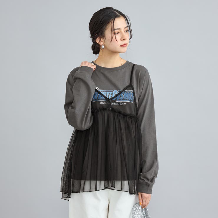 チュールキャミ付きロックTシャツ | coen【women】 | 詳細画像3 