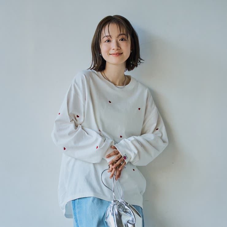SunnySports別注ハートチビ刺繍ロングスリーブTシャツ[品番