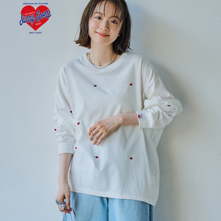 SunnySports別注ハートチビ刺繍ロングスリーブTシャツ[品番