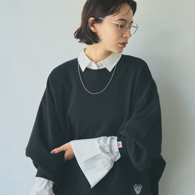 BLACK | SunnySports別注ハートモチーフ刺繍スウェット | coen【women】