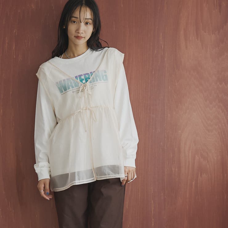 送料無料 通販 ファッション オーガンジーベストセットロゴTシャツ[品番：COEW0006300]｜coen トップス