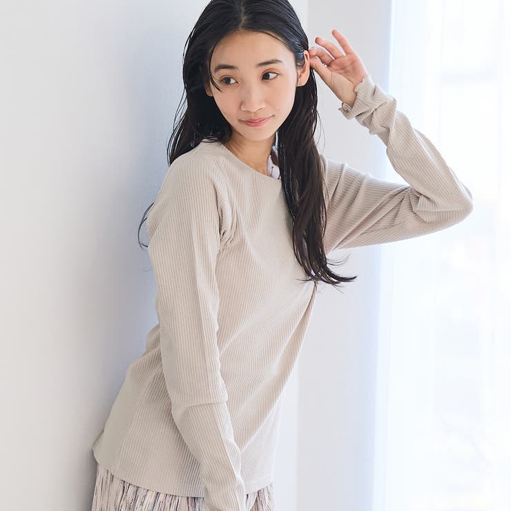 BEIGE | メロー袖 クルーネック ロングスリーブTシャツ | coen【women】