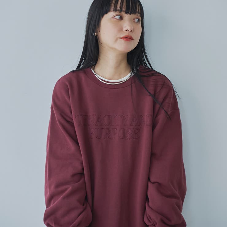 WINE | アソートロゴ刺繍裏毛クルーネックスウェット | coen【women】