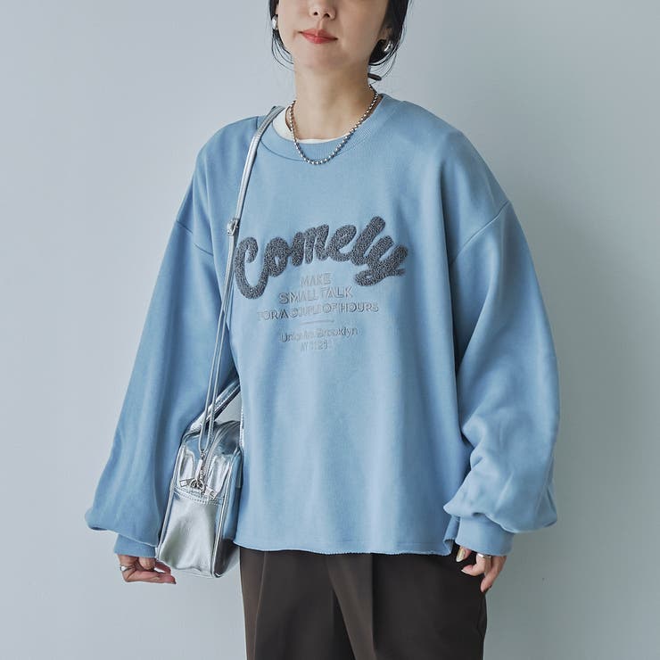 LT.BLUE | アソートロゴ刺繍裏毛クルーネックスウェット | coen【women】