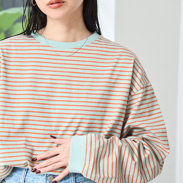 ORANGE | 【WEB限定】USAコットンレトロボーダーTシャツ | coen【women】