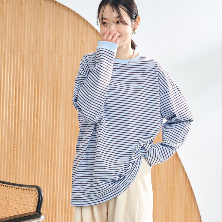 LT.BLUE | 【WEB限定】USAコットンレトロボーダーTシャツ | coen【women】