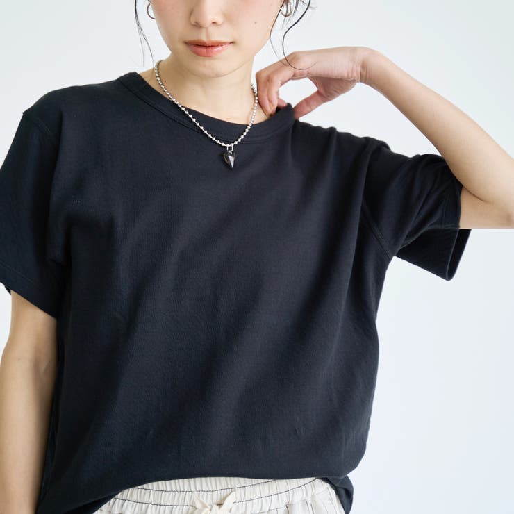 BLACK | 【Feel Soft】接結 半袖Tシャツ | coen【women】