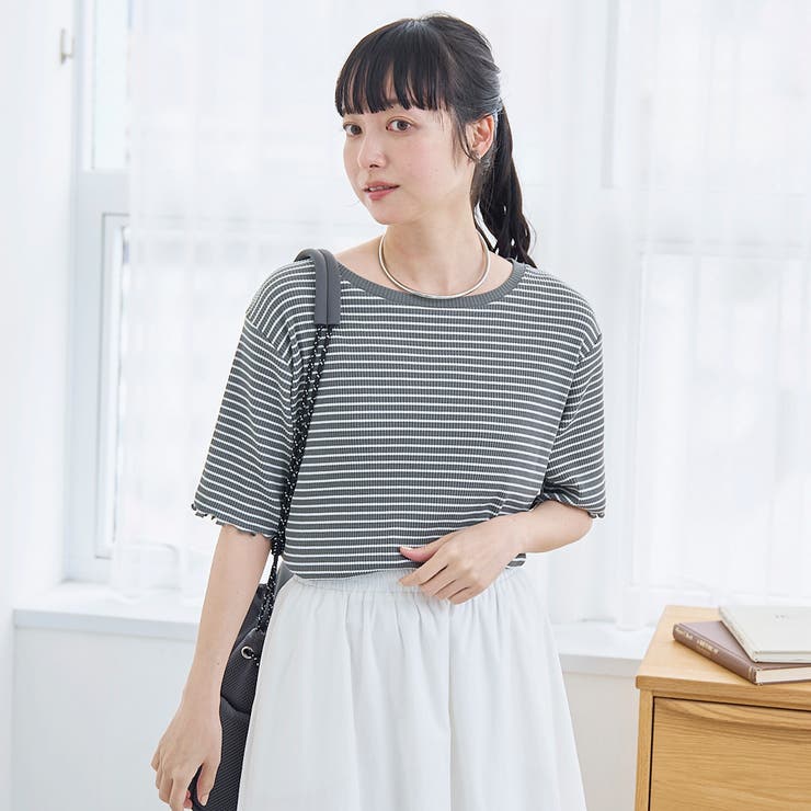 メロークルーネック リブ半袖ゆるTシャツ | coen【women】 | 詳細画像20 