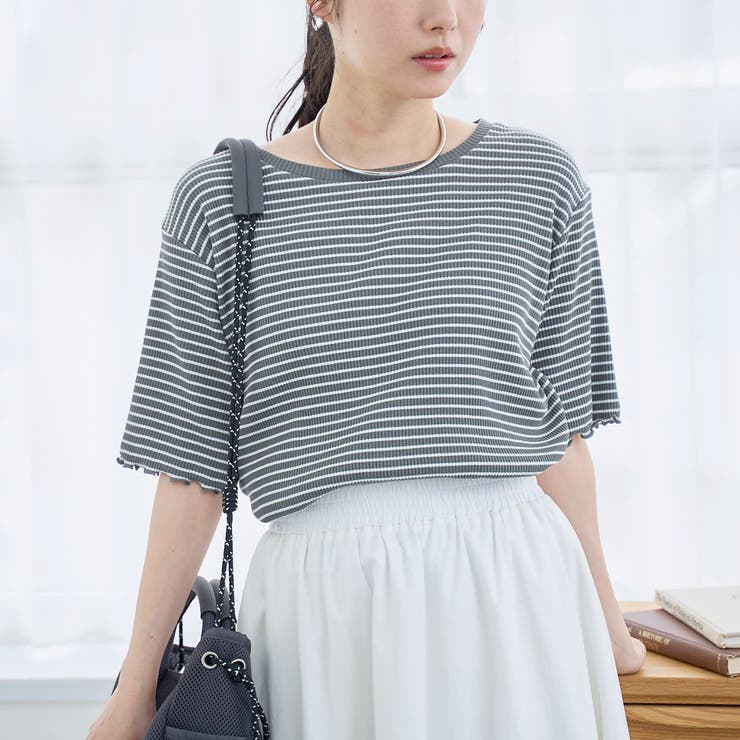 OLIVE | メロークルーネック リブ半袖ゆるTシャツ | coen【women】