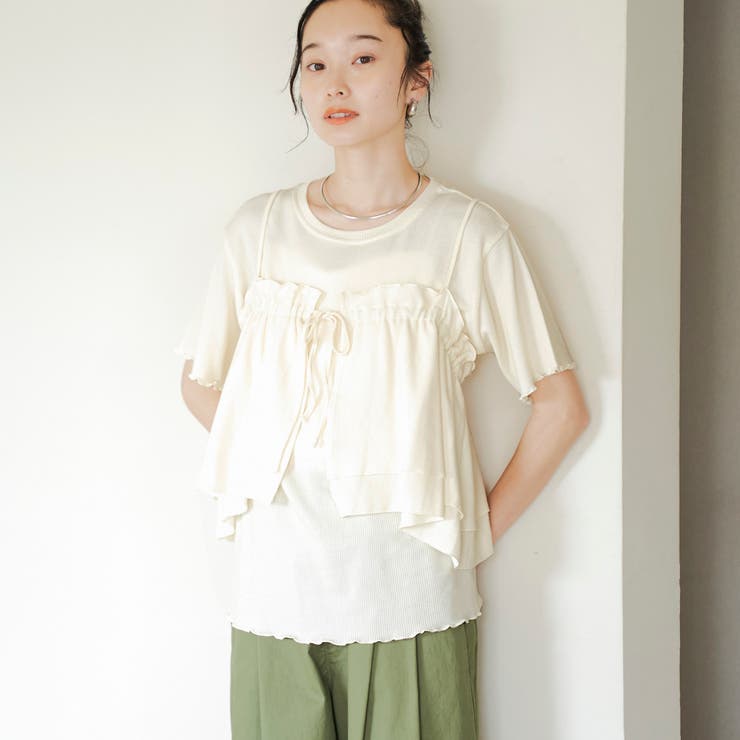 NATURAL | 【セットアイテム】配色リブキャミソールセットTシャツ | coen【women】