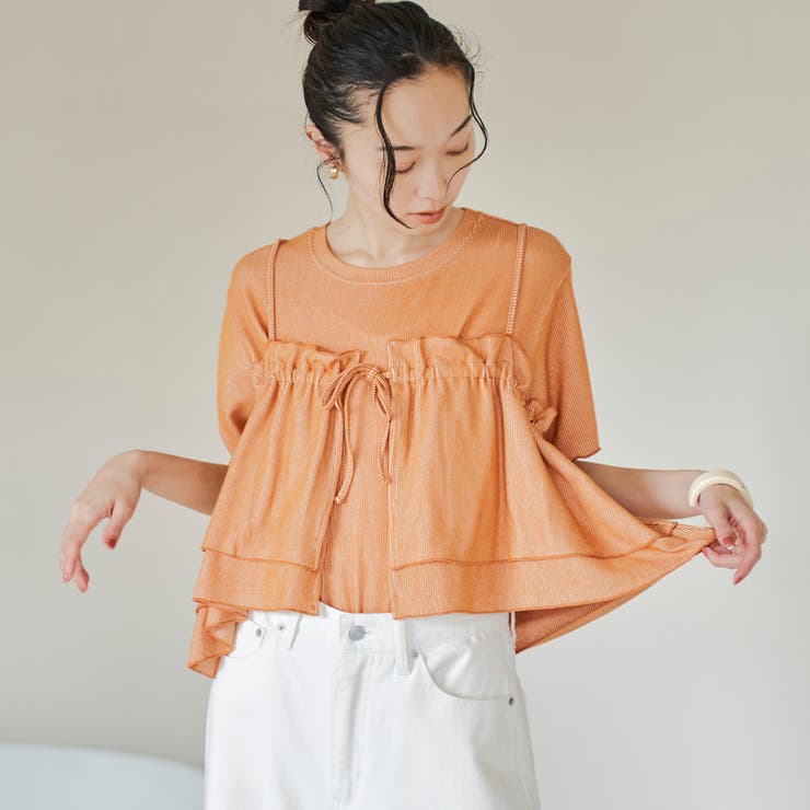 ORANGE | 【セットアイテム】配色リブキャミソールセットTシャツ | coen【women】