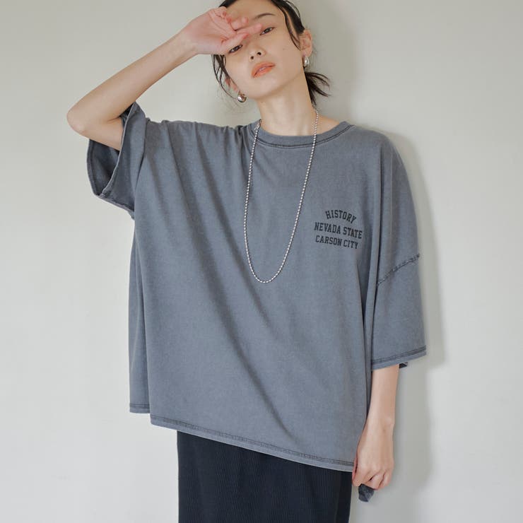 DK.GRAY | 杢オーバーダイロゴヴィンテージライクTシャツ | coen【women】