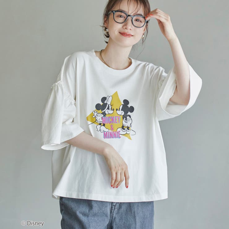 【MICKEY（ミッキー） / 別注】ミッキー＆ミニー袖フレアTシャツ | coen【women】 | 詳細画像2 