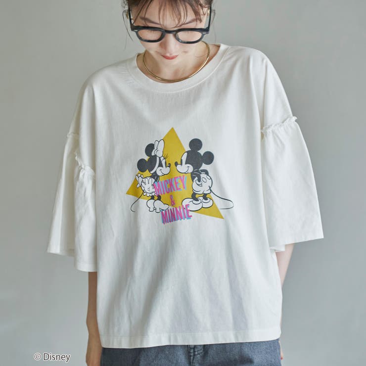 OFF WHITE | 【MICKEY（ミッキー） / 別注】ミッキー＆ミニー袖フレアTシャツ | coen【women】