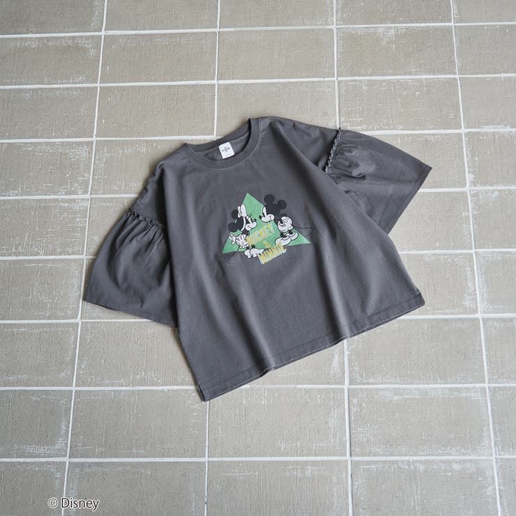 DK.GRAY | 【MICKEY（ミッキー） / 別注】ミッキー＆ミニー袖フレアTシャツ | coen【women】