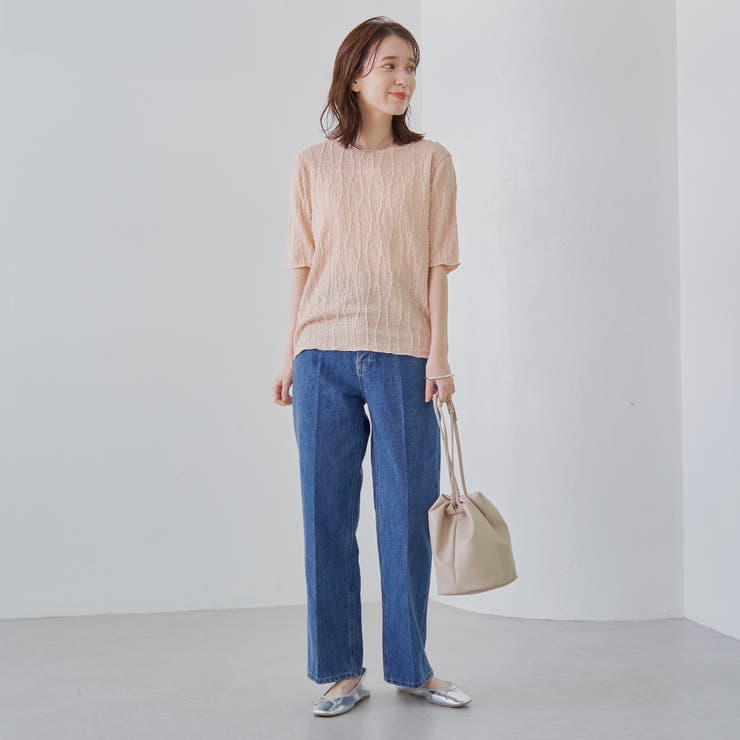 ナミナミジャガードメロー五分袖Tシャツ | coen【women】 | 詳細画像17 