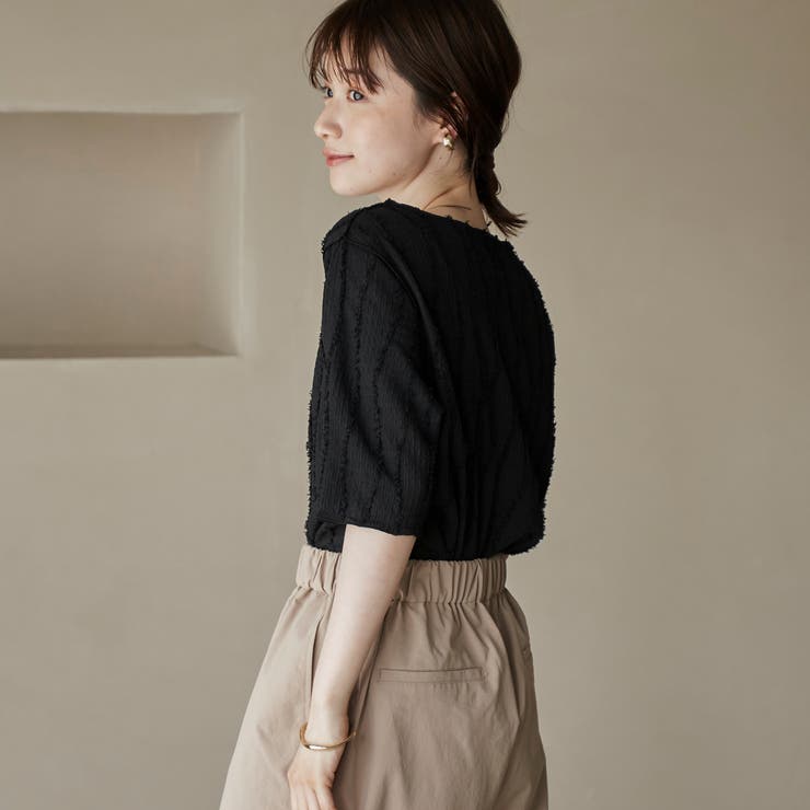 ナミナミジャガードメロー五分袖Tシャツ | coen【women】 | 詳細画像9 