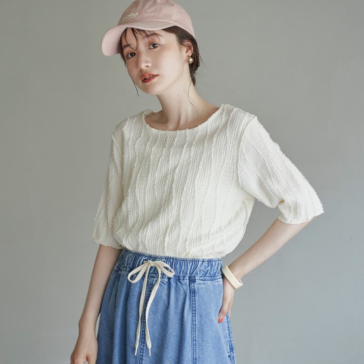 OFF WHITE | ナミナミジャガードメロー五分袖Tシャツ | coen【women】