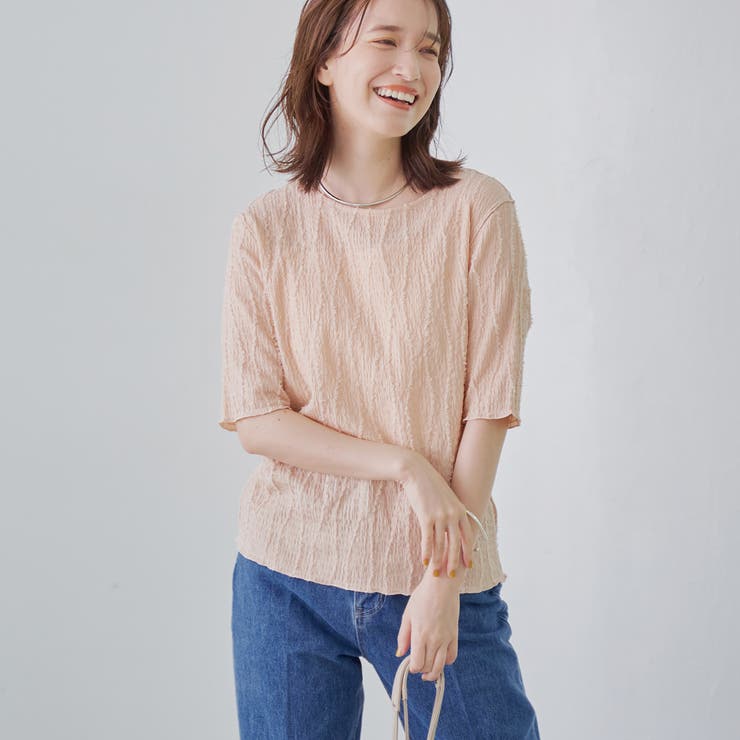 LT.PINK | ナミナミジャガードメロー五分袖Tシャツ | coen【women】