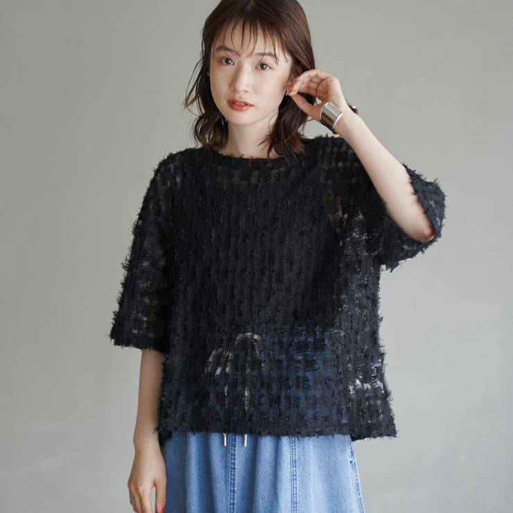 BLACK | 【セットアイテム】フェザーチュールプルオーバー＆タンクトップセット | coen【women】