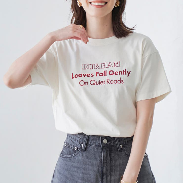 OFF WHITE | 配色ロゴ刺繍Tシャツ | coen【women】