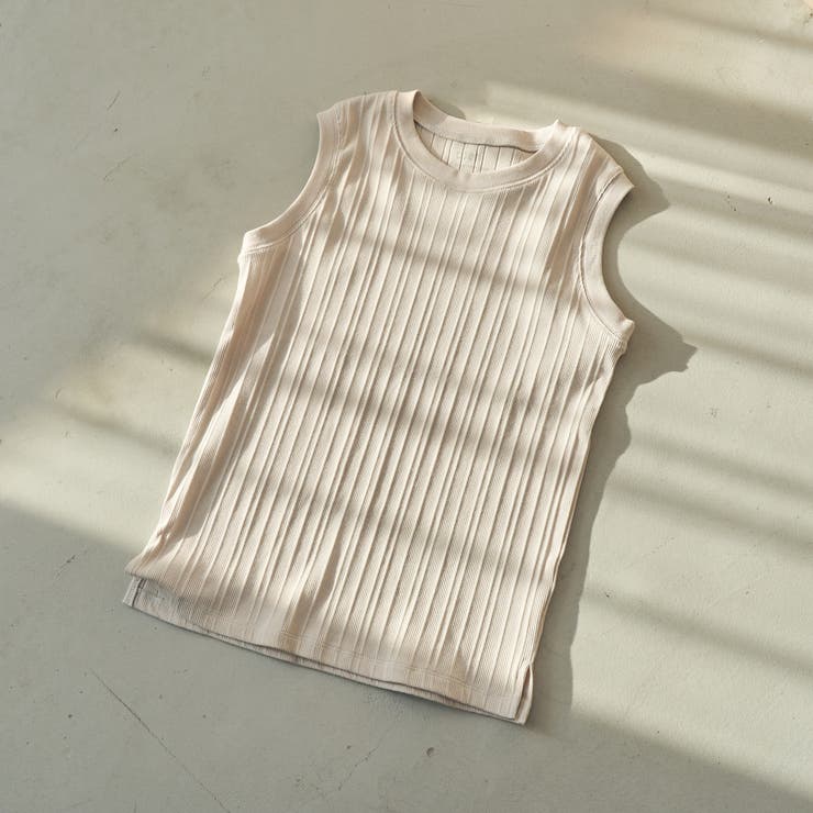 BEIGE | ランダムリブノースリーブタンクトップ | coen【women】