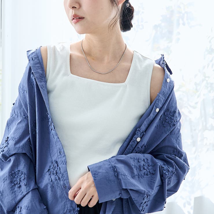 OFF WHITE | リブスクエアネックタンクトップ | coen【women】