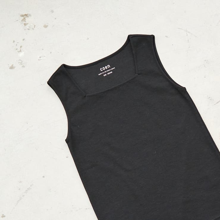 BLACK | リブスクエアネックタンクトップ | coen【women】