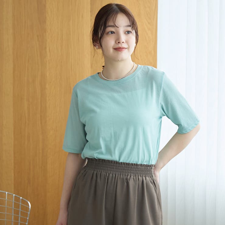 コットンナイロンシアークルー半袖Tシャツ | coen【women】 | 詳細画像19 