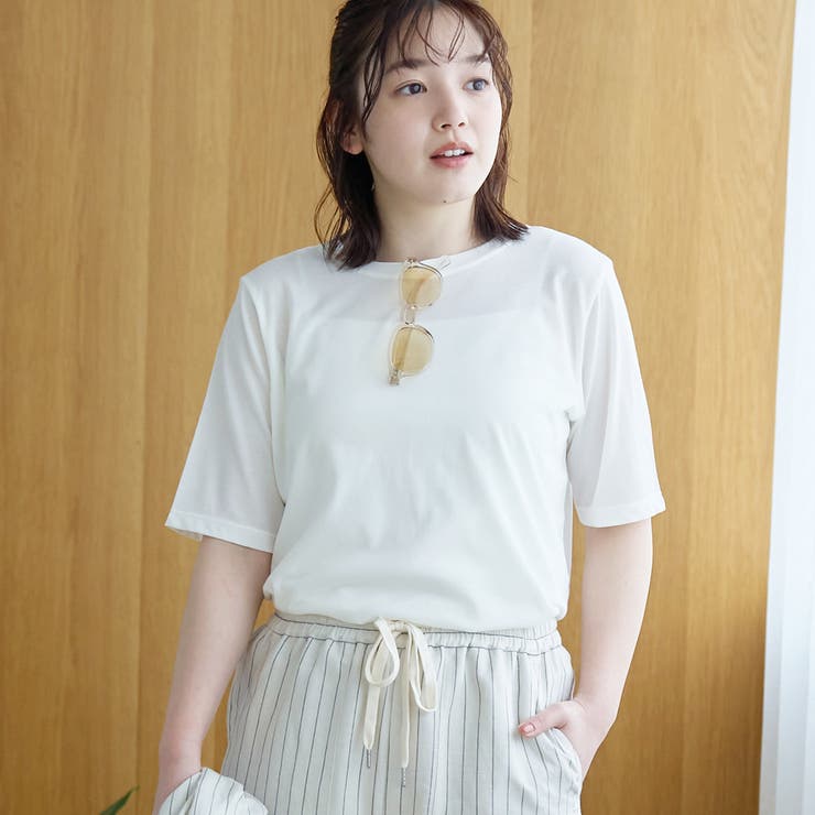 OFF WHITE | コットンナイロンシアークルー半袖Tシャツ | coen【women】