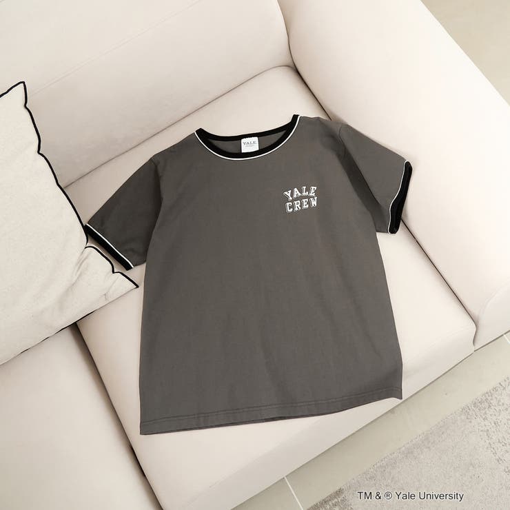 DK.GRAY | アソートカレッジロゴ 配色リンガーTシャツ | coen【women】