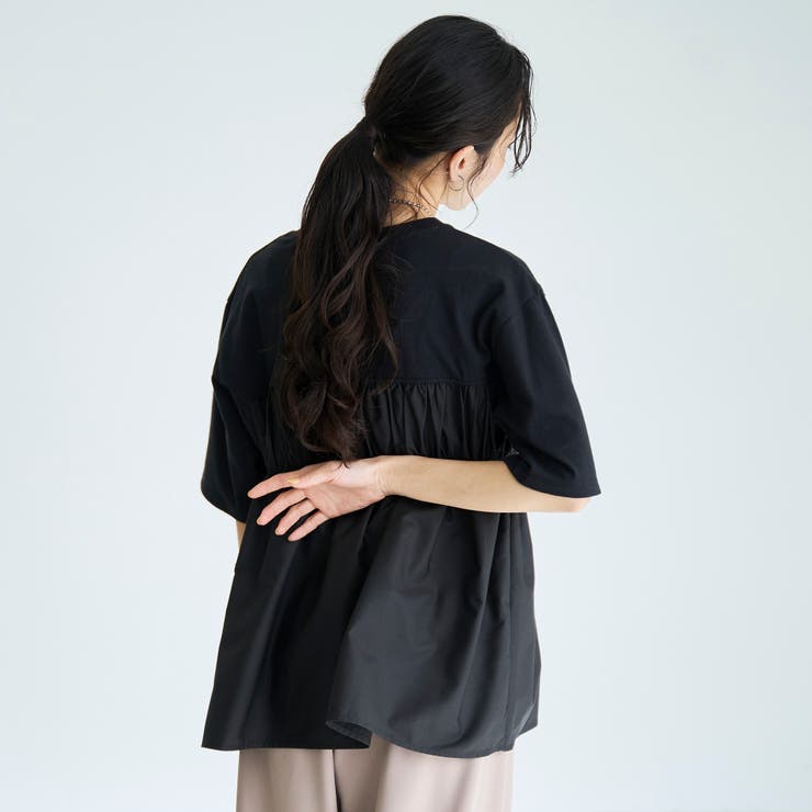 布帛ドッキング 切替ギャザーTシャツ | coen【women】 | 詳細画像13 