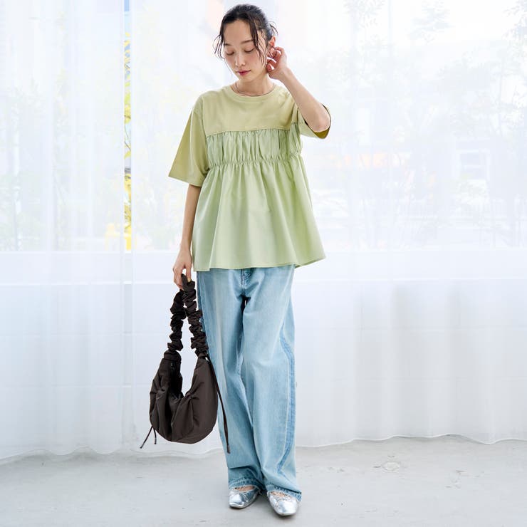 布帛ドッキング 切替ギャザーTシャツ | coen【women】 | 詳細画像15 