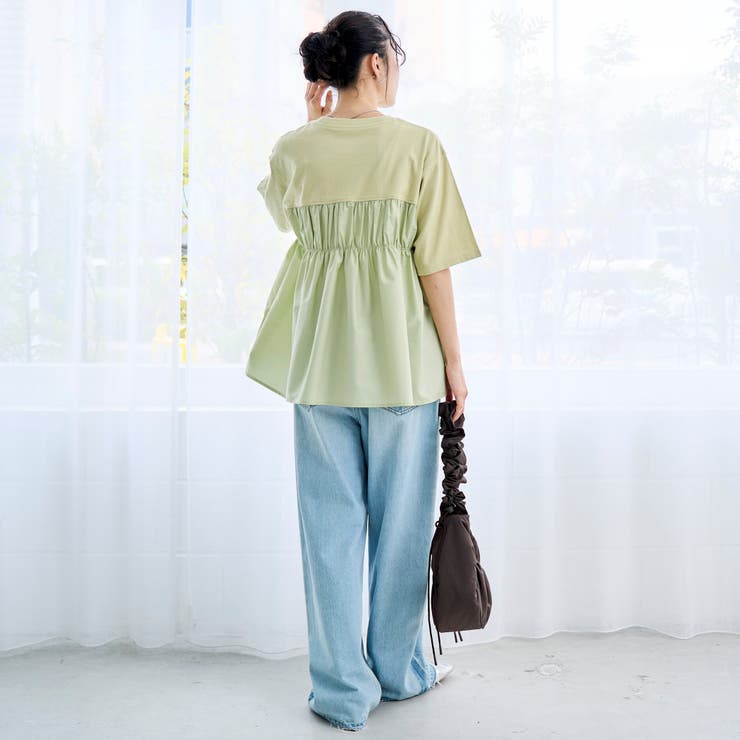 布帛ドッキング 切替ギャザーTシャツ | coen【women】 | 詳細画像16 