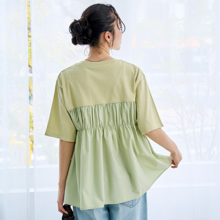 布帛ドッキング 切替ギャザーTシャツ | coen【women】 | 詳細画像19 