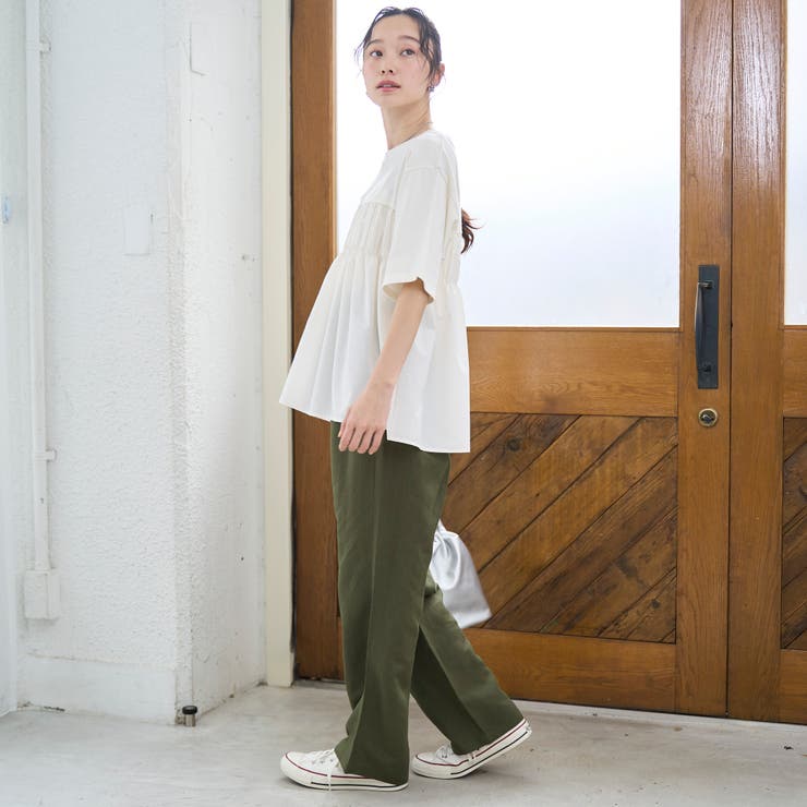 布帛ドッキング 切替ギャザーTシャツ | coen【women】 | 詳細画像3 