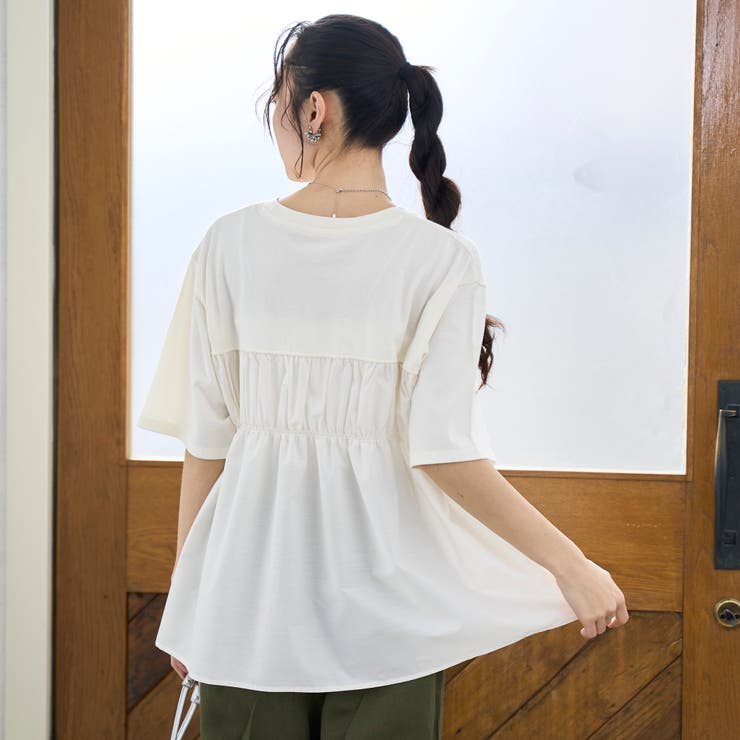 布帛ドッキング 切替ギャザーTシャツ | coen【women】 | 詳細画像7 