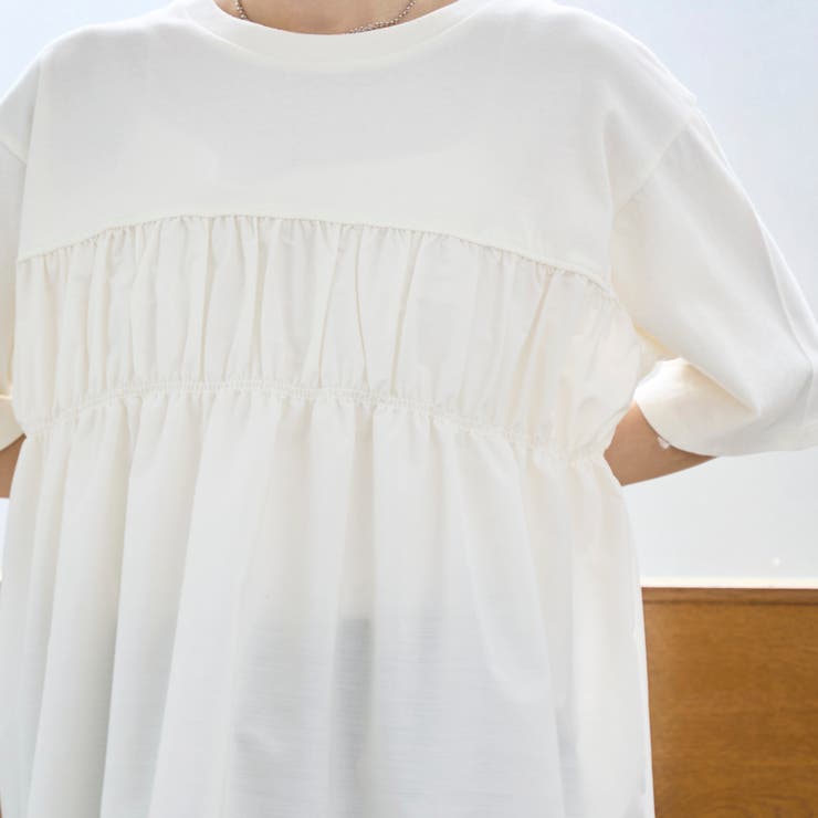 布帛ドッキング 切替ギャザーTシャツ | coen【women】 | 詳細画像8 