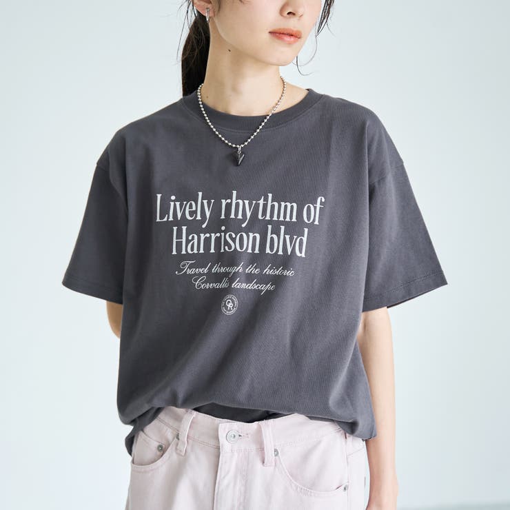 DK.GRAY | ガーリーシックロゴプリントTシャツ | coen【women】