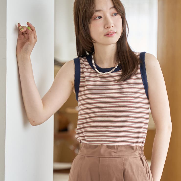 カップ付き マルチボーダータンクトップ | coen【women】 | 詳細画像1 