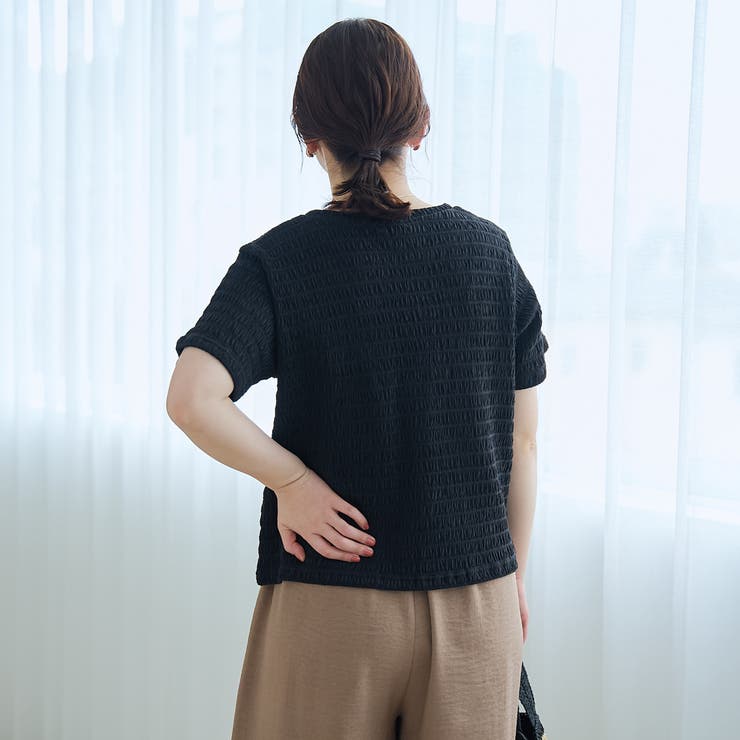シャーリング風コンパクト半袖Tシャツ | coen【women】 | 詳細画像12 