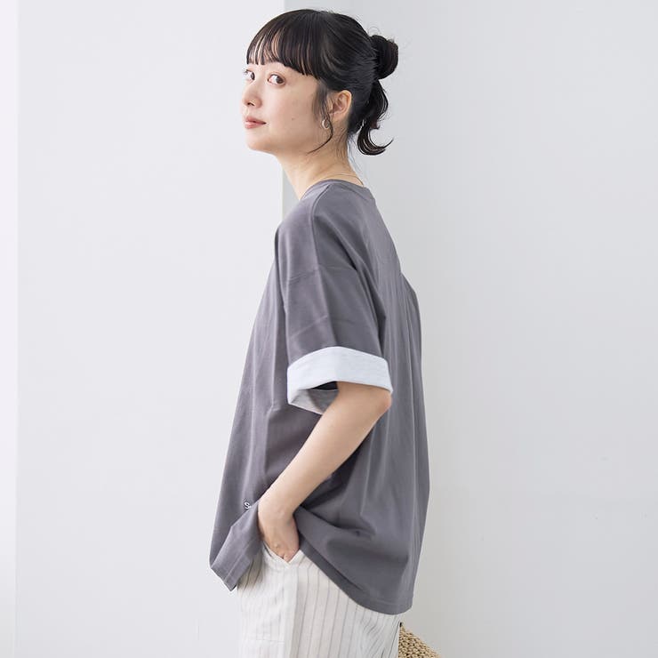 袖裏配色 ロゴ刺繍Tシャツ | coen【women】 | 詳細画像10 