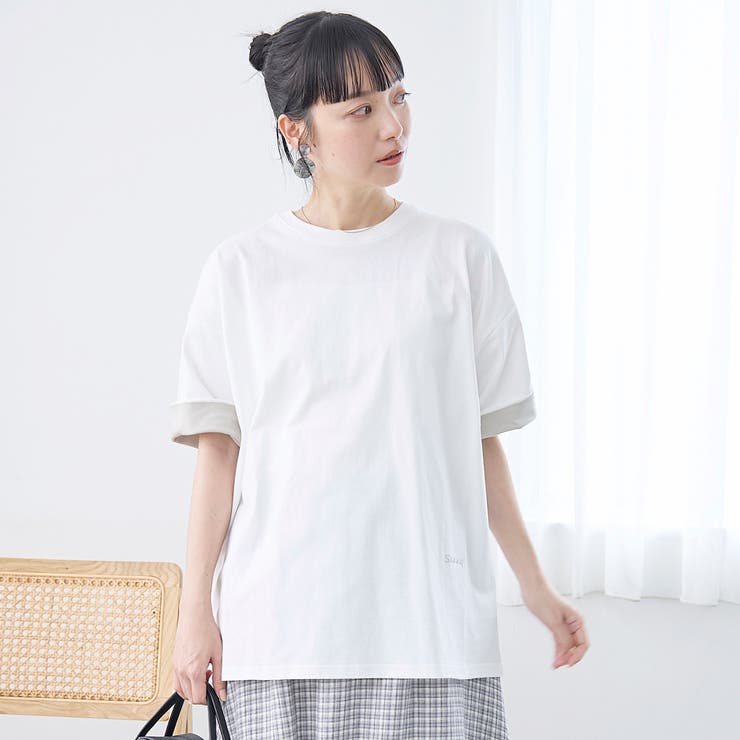 袖裏配色 ロゴ刺繍Tシャツ | coen【women】 | 詳細画像4 