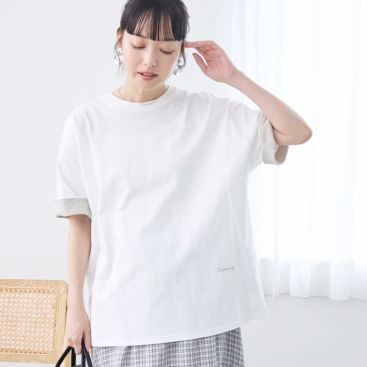 袖裏配色 ロゴ刺繍Tシャツ | coen【women】 | 詳細画像6 