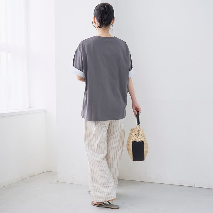 袖裏配色 ロゴ刺繍Tシャツ | coen【women】 | 詳細画像8 